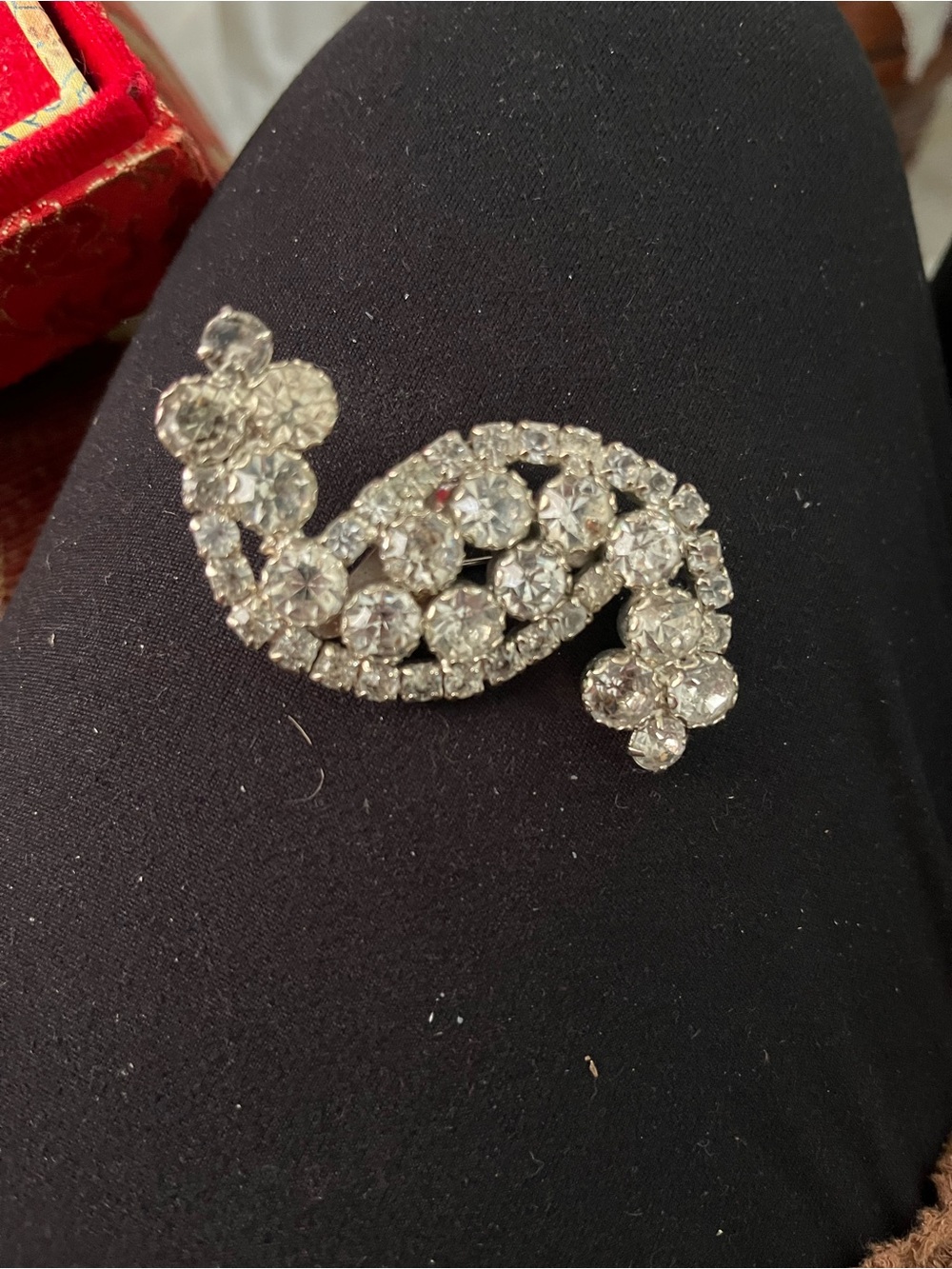 Crystal Swirl Brooch - Sparkling Clear Rhinestone Pin